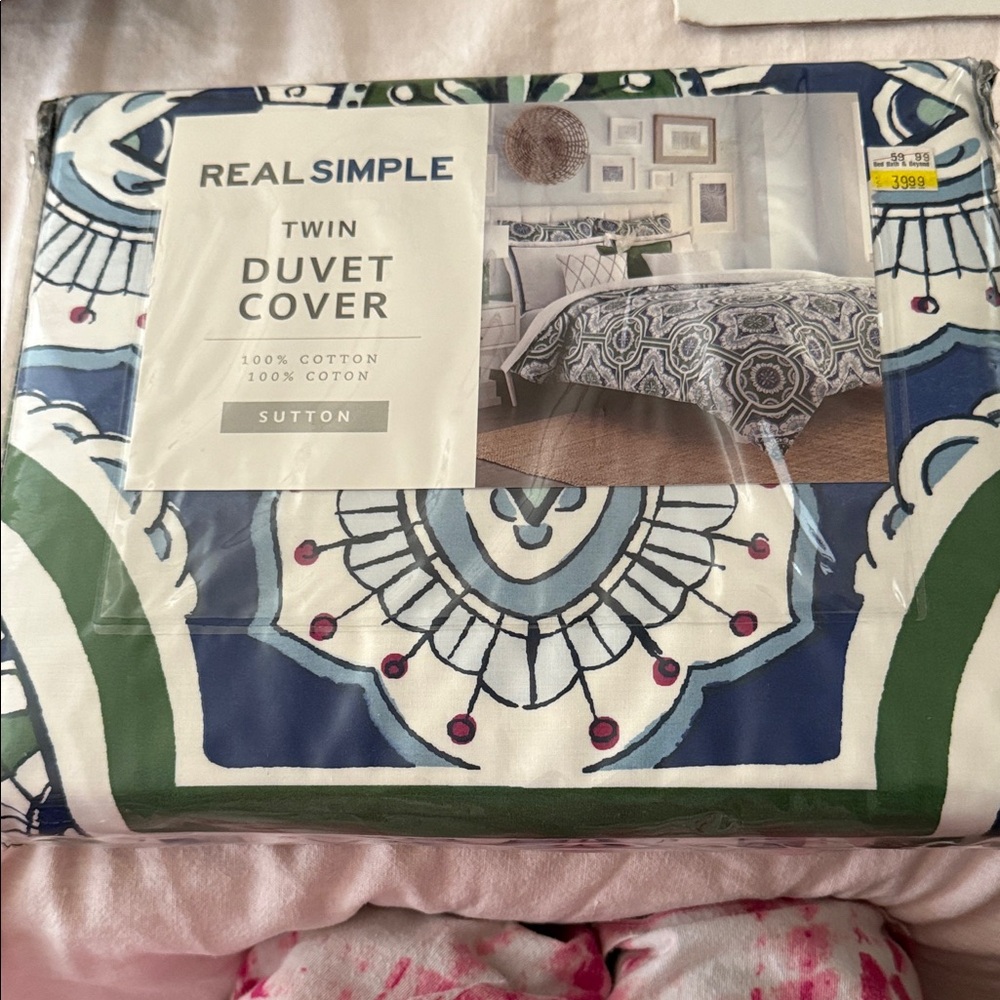 Simple Sutton Twin Duvet Cover - Blue and Green